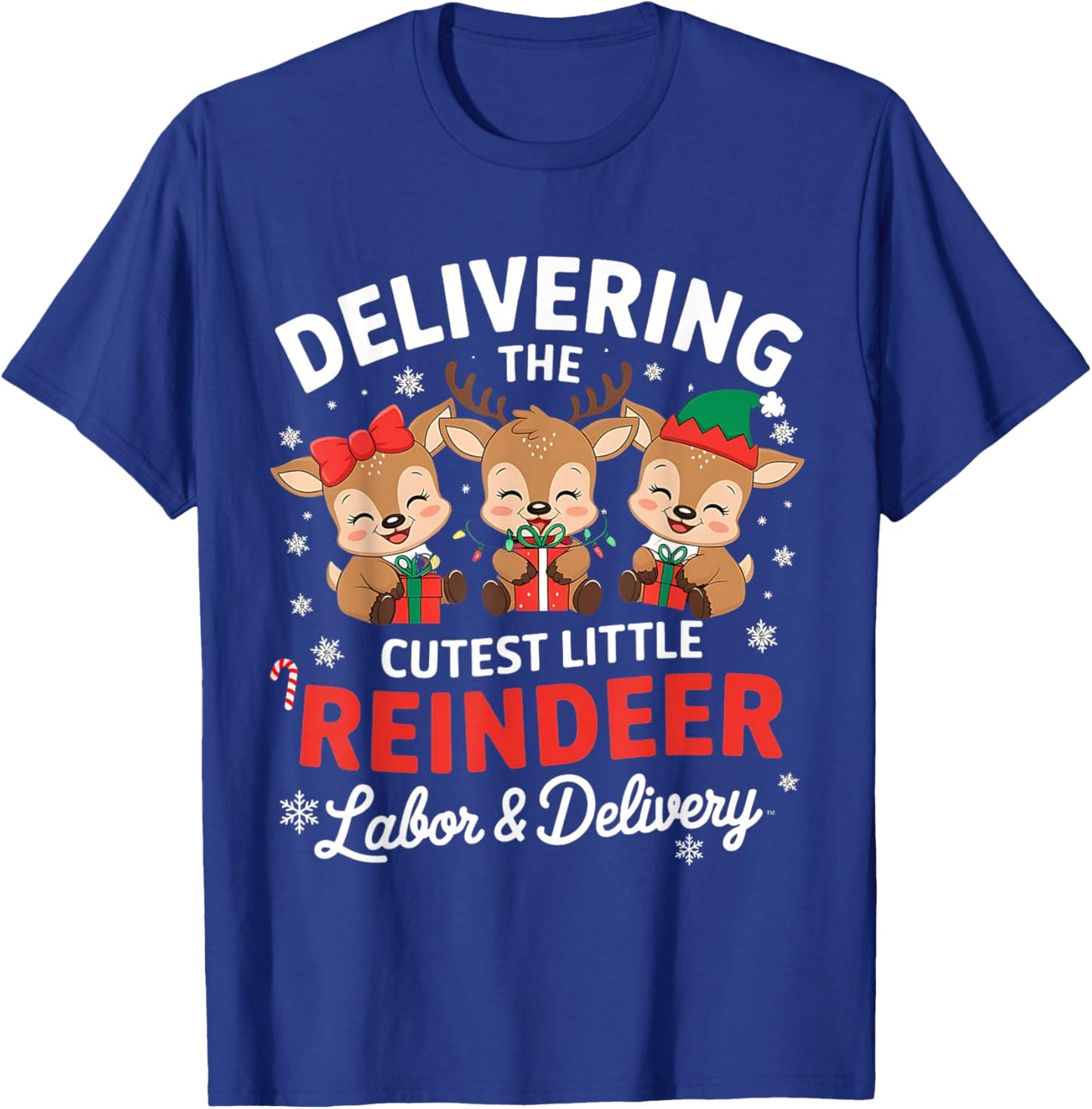 Christmas Delivering the Cutest Reindeer Labor and Delivery T-Shirt - T-Shirt | Royal