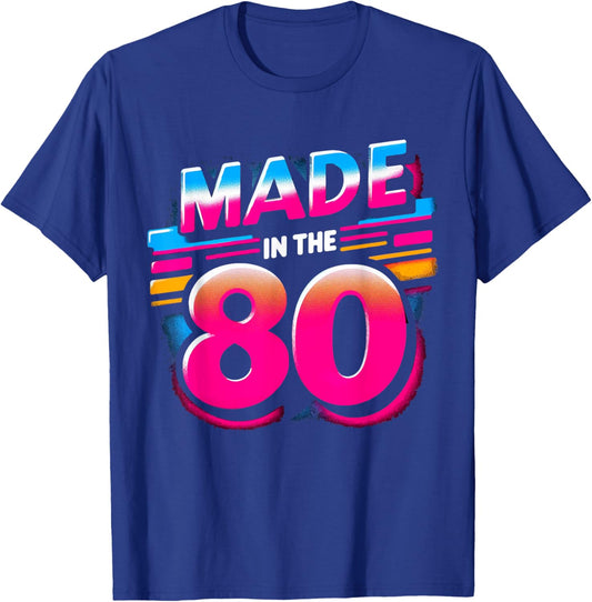 Made In The 80 1980s Retro Nineteen Eighties Vintage Music T-Shirt - T-Shirt | Royal