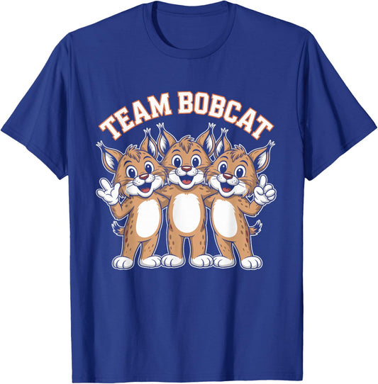 Bobcat Team Funny Cartoon Forest Wild Cat Themed Birthday T-Shirt - T-Shirt | Royal