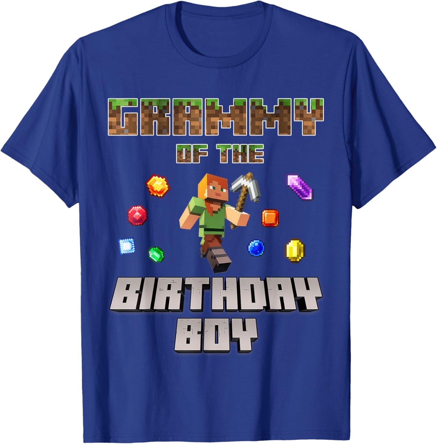 Grammy Of The Birthday Boy Video Gamer Pixel Number T-Shirt - T-Shirt | Royal