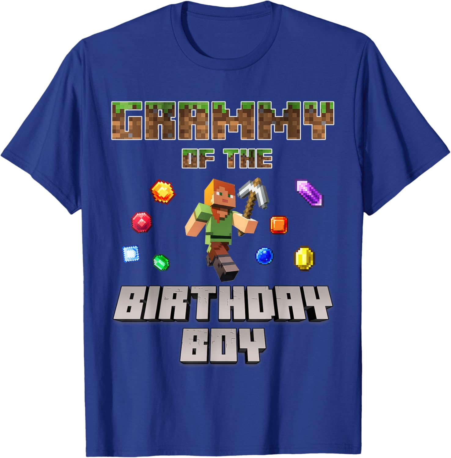 Grammy Of The Birthday Boy Video Gamer Pixel Number T-Shirt - T-Shirt | Royal