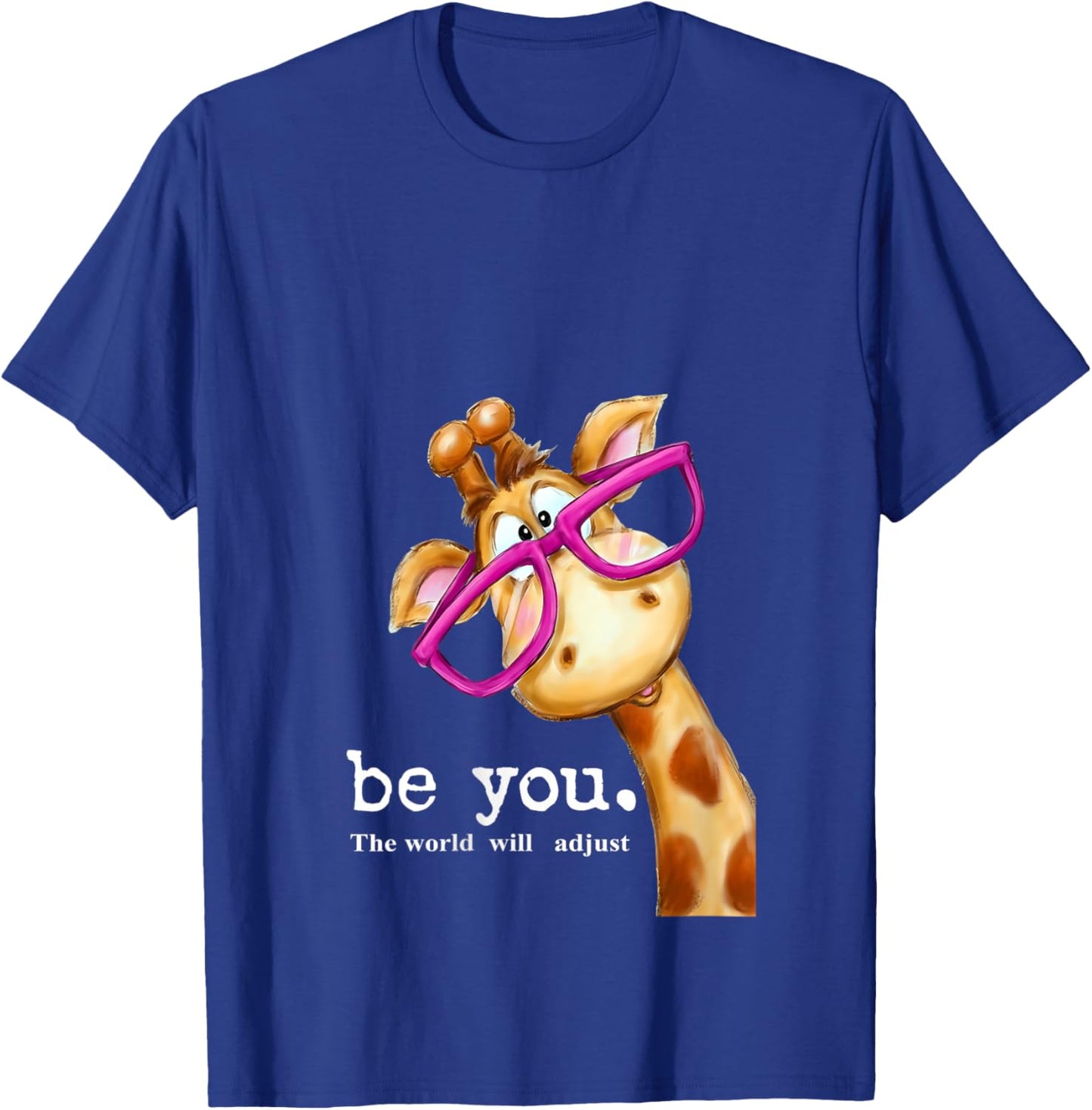 Be You The World Will Adjust Cute Lover Giraffe Glasses V-Neck T-Shirt - T-Shirt | Royal