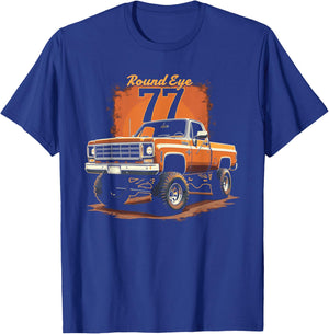 1977 Squarebody Truck Round Eyes K10 Square body 4x4 Truck T-Shirt - T-Shirt | Royal