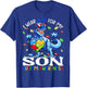 I Wear Blue For My Son Autism Awareness Dinosaur Boys T-Shirt - T-Shirt | Royal