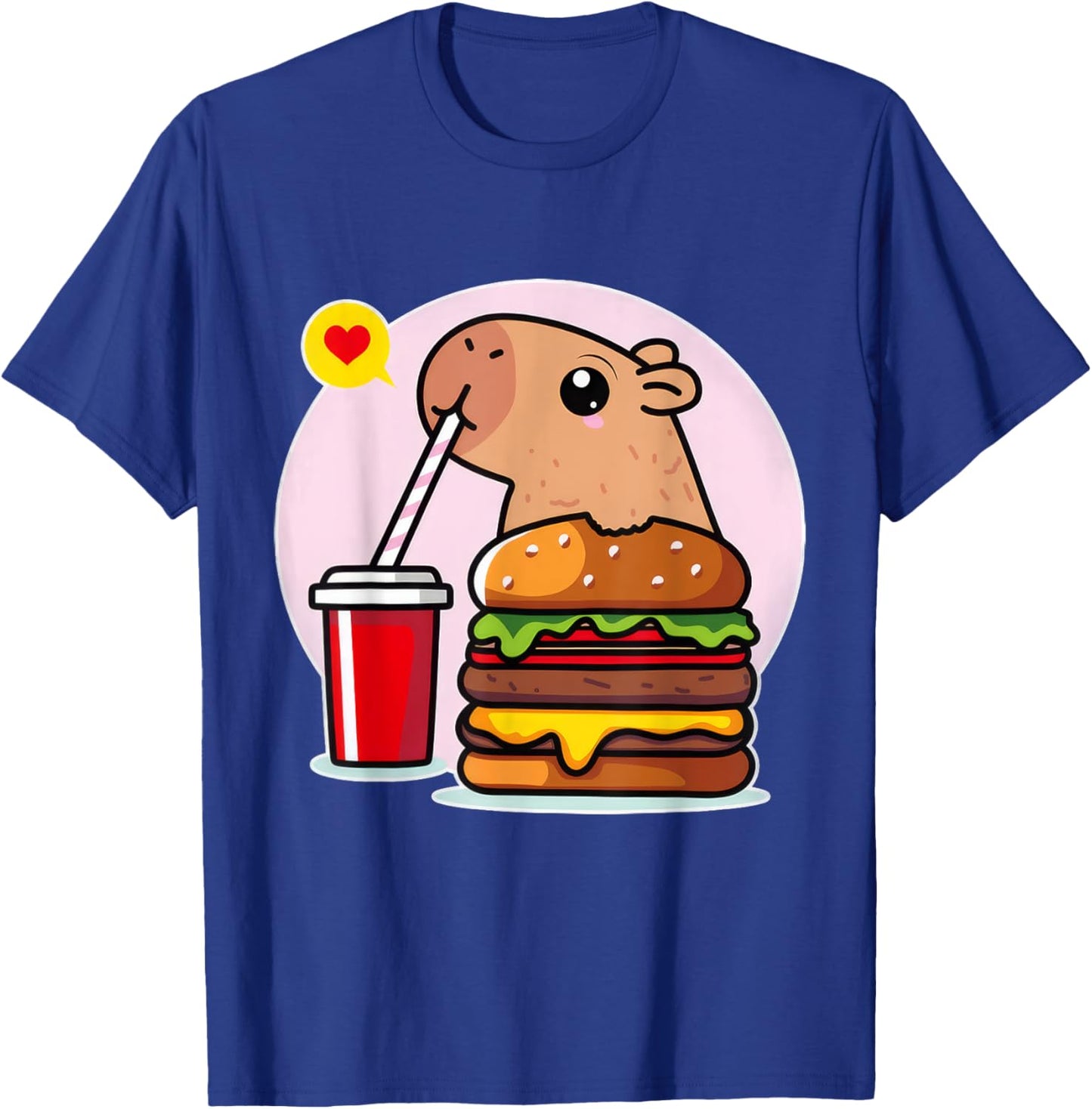Cute Capybara And Hamburger Capybara Lover Kawaii Amine Kids T-Shirt - T-Shirt | Royal