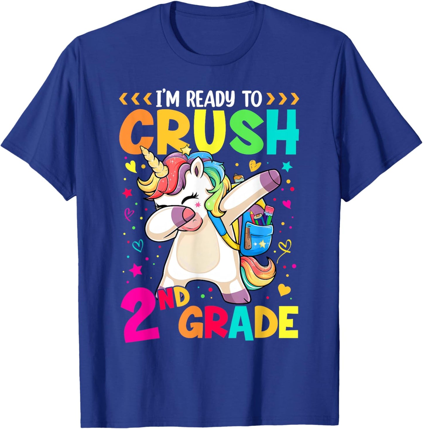Crush 2nd Grade Dabbing Unicorn Back to School Girls Kids T-Shirt - T-Shirt | Royal