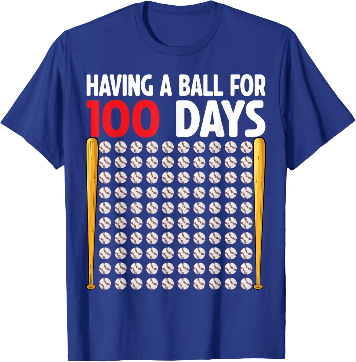 100 Days Of School Baseball Boys Kids 100th Day of School T-Shirt - T-Shirt | Royal