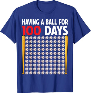 100 Days Of School Baseball Boys Kids 100th Day of School T-Shirt - T-Shirt | Royal