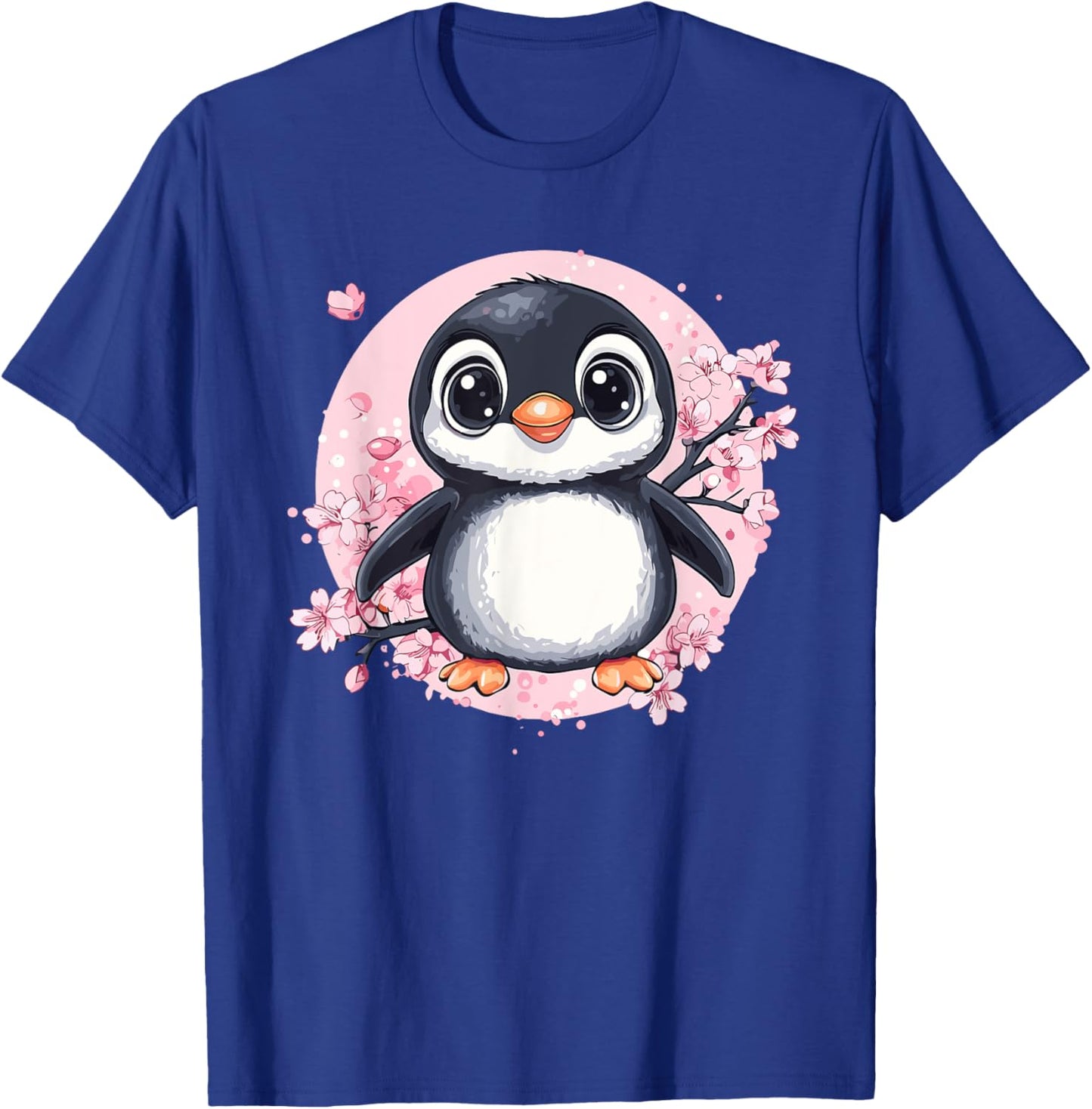 Cute Penguin Sakura Blossom Delight T-Shirt - T-Shirt | Royal
