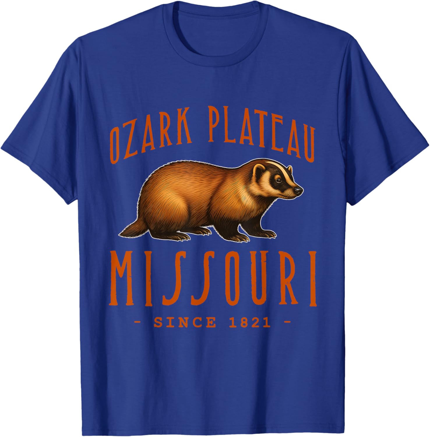 Ozark Plateau Missouri Badger Wildlife T-Shirt - T-Shirt | Royal