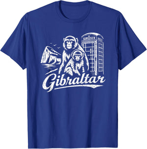 Gibraltar Monkeys Rock Coastal Travel Graphic T-Shirt - T-Shirt | Royal