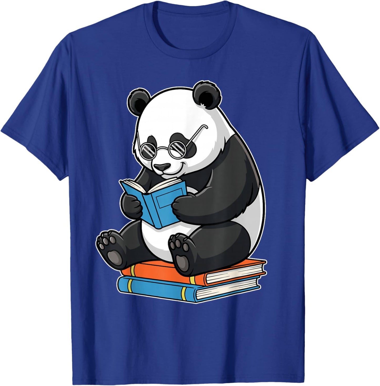 Funny Panda with Glasses Reading Book Librarian Panda T-Shirt - T-Shirt | Royal