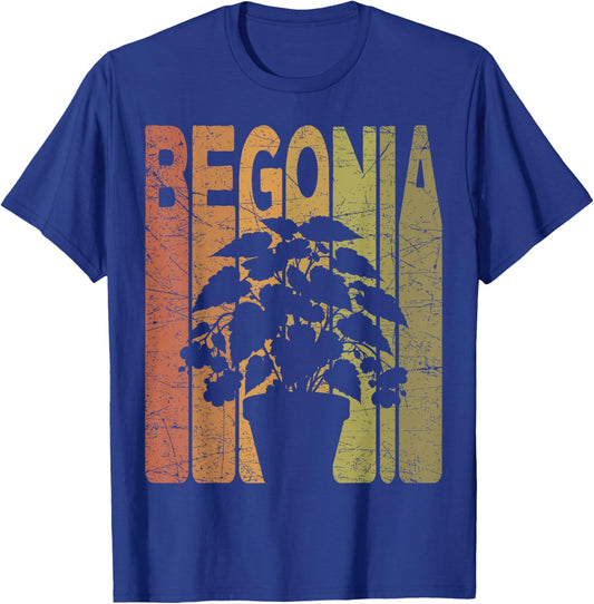 Begonia Vintage Botanist Retro Begonia Flower Gardening T-Shirt - T-Shirt | Royal