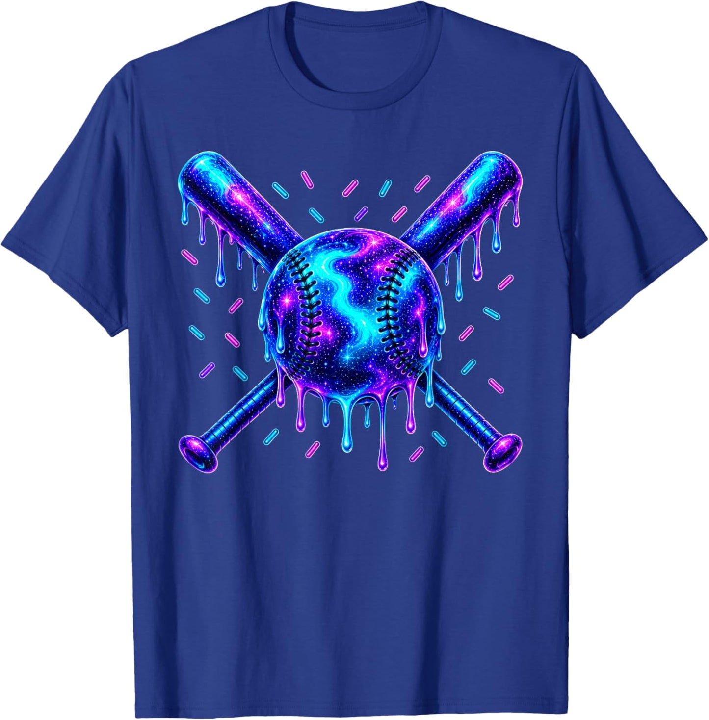 Baseball Drip Ice Cream Boys Cosmic Baseball Glow T-Shirt - T-Shirt | Royal