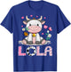 Lola Cute Cow Moo Moo Farmer Birthday Family Matching T-Shirt - T-Shirt | Royal