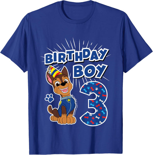 Kinder Offizielles Paw Patrol Merchandise Chase Birthday Boy Age 3 T-Shirt - T-Shirt | Royal