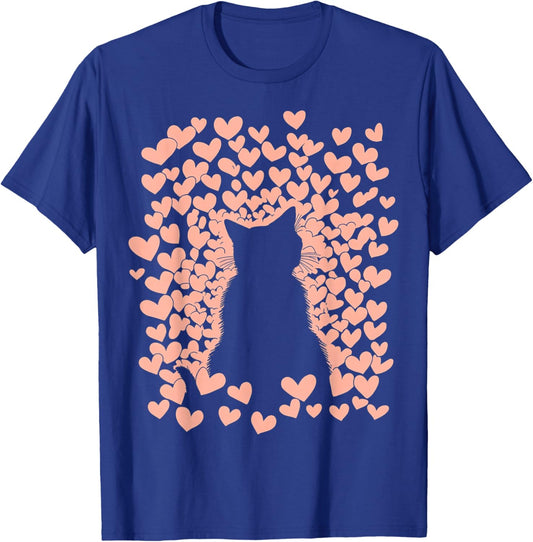 Valentines Day Design With A Cat On It Vintage Cat Valentine T-Shirt - T-Shirt | Royal