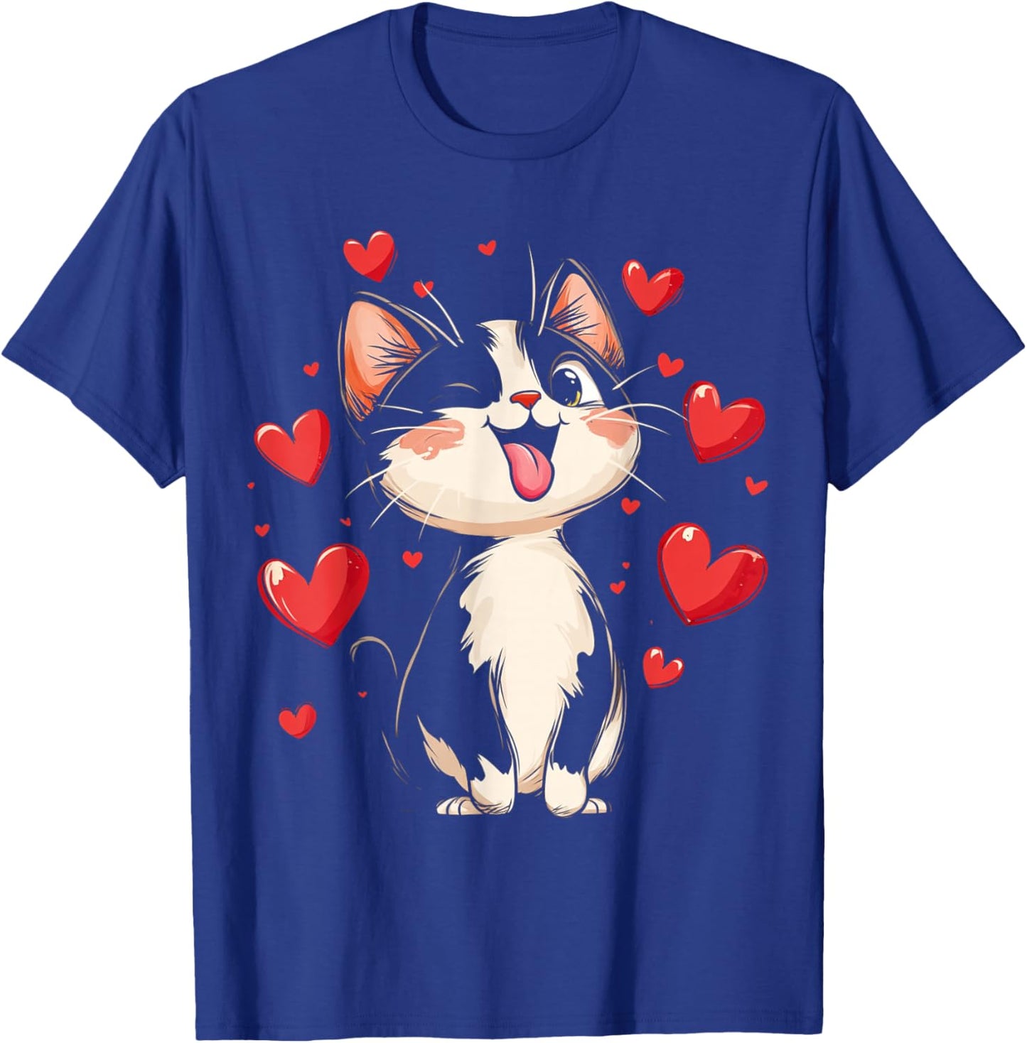 Valentines Day Design With A Cat On It T-Shirt - T-Shirt | Royal