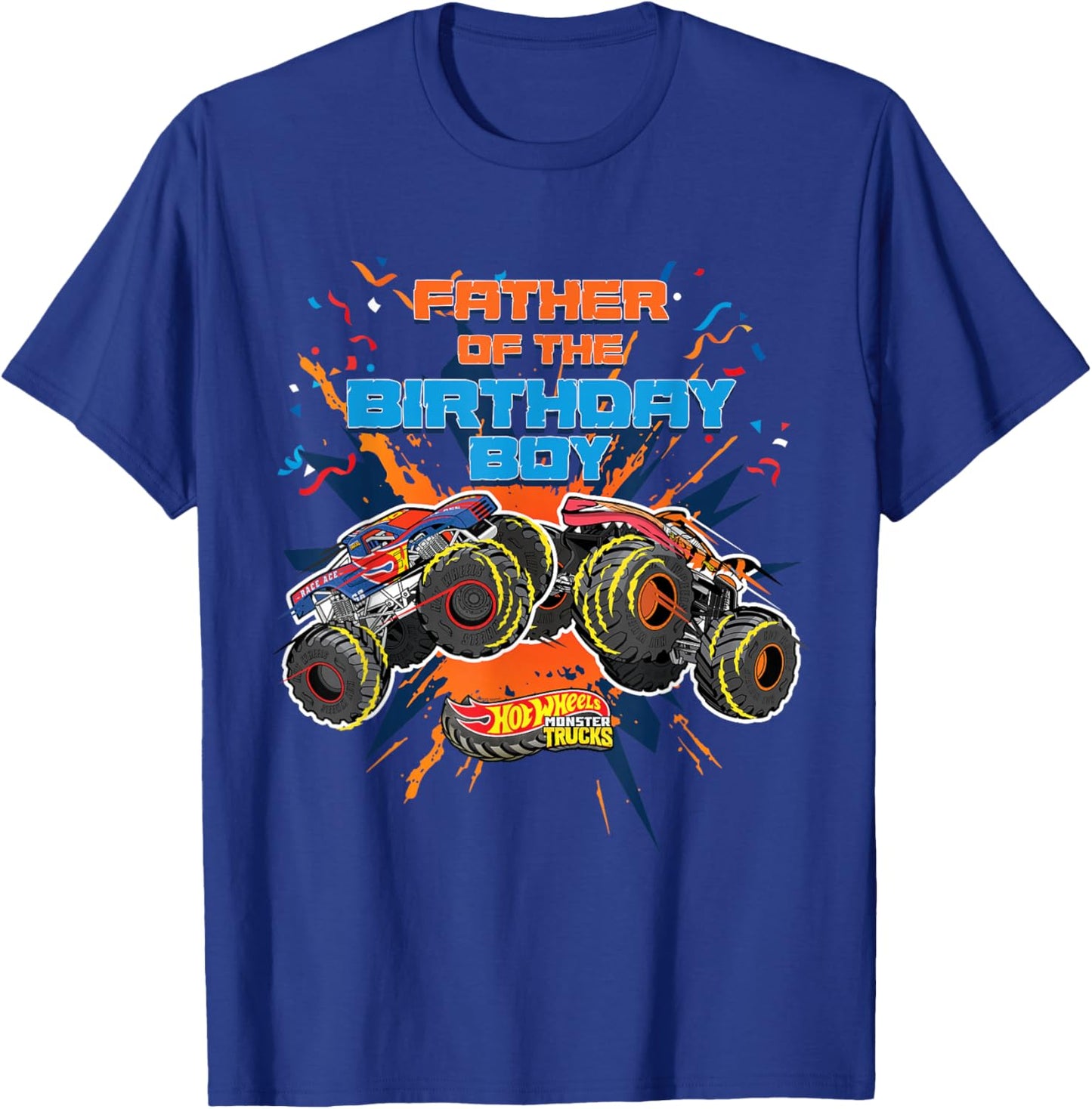 Hot Wheels Monster Trucks - Father of Birthday Boy T-Shirt - T-Shirt | Royal
