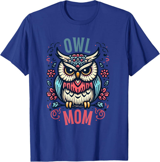 Owl Mom Shirt Nocturnal Bird Wildlife Owls Owl Lover T-Shirt - T-Shirt | Royal