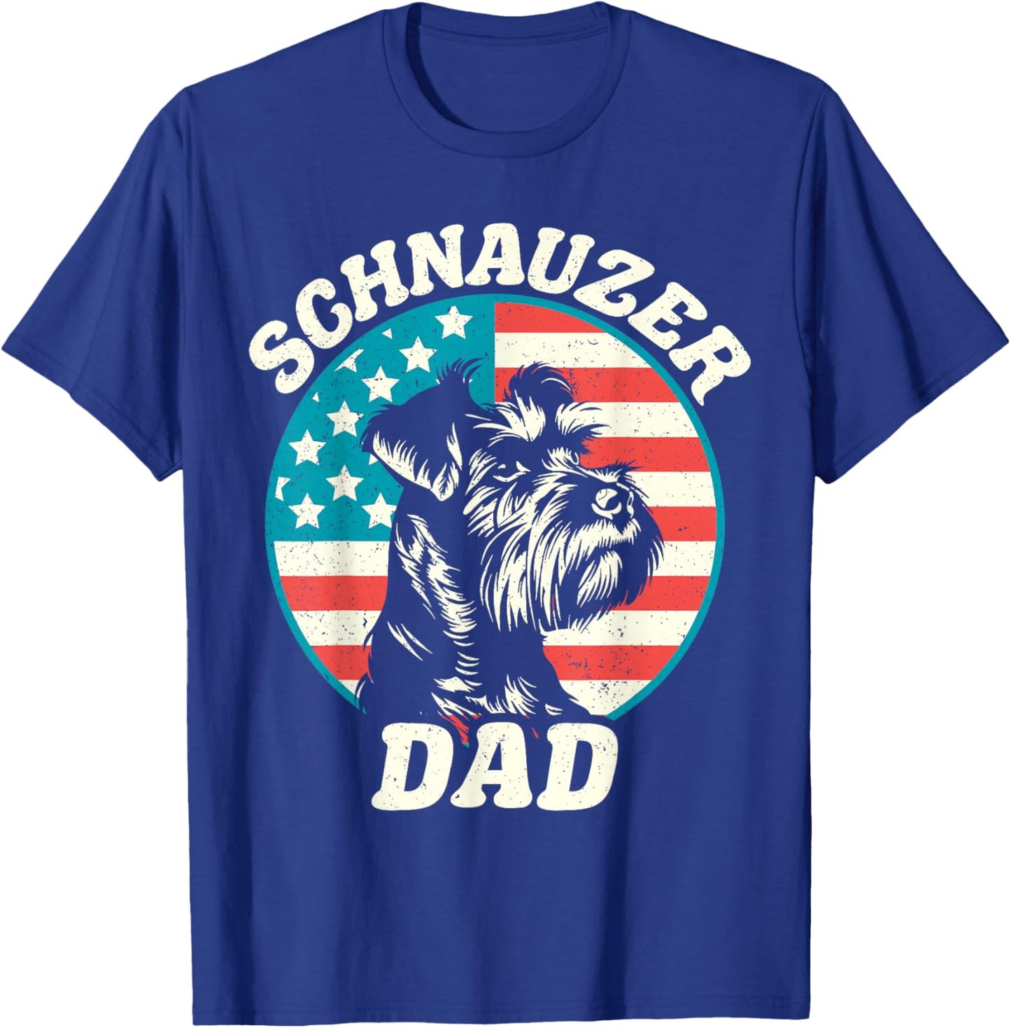 Schnauzer Dad Dog Patriotic Father Pet USA T-Shirt - T-Shirt | Royal