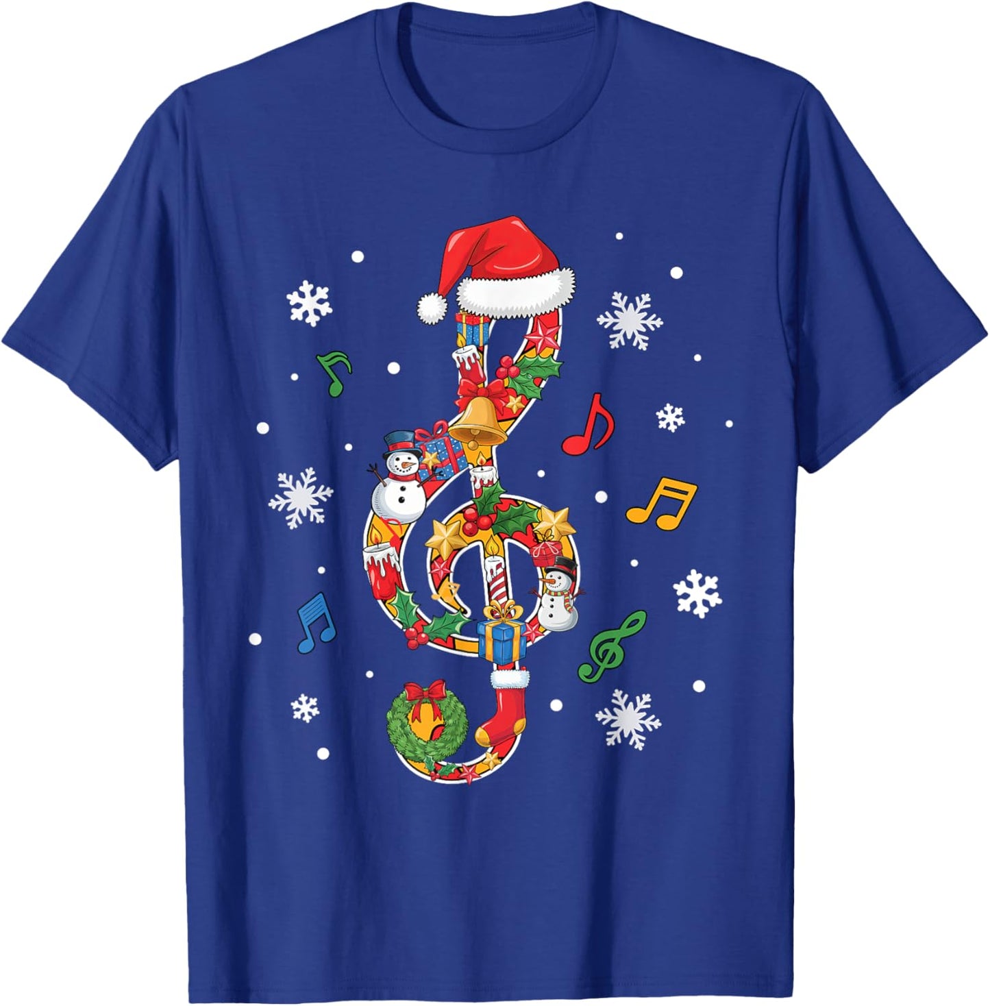 Merry Christmas Musical Note Music Lover Kids Music Teachers T-Shirt - T-Shirt | Royal