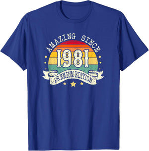 1981 Birthday Amazing Premium Edition Born In 1981 Birthday T-Shirt - T-Shirt | Royal