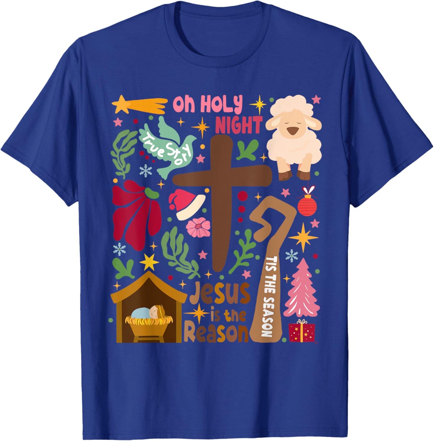True Story Jesus Christmas Nativity Scene Christian Faith T-Shirt - T-Shirt | Royal