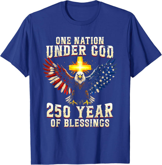 One Nation Under God 250 Years 250th Anniversary USA Men T-Shirt - T-Shirt | Royal