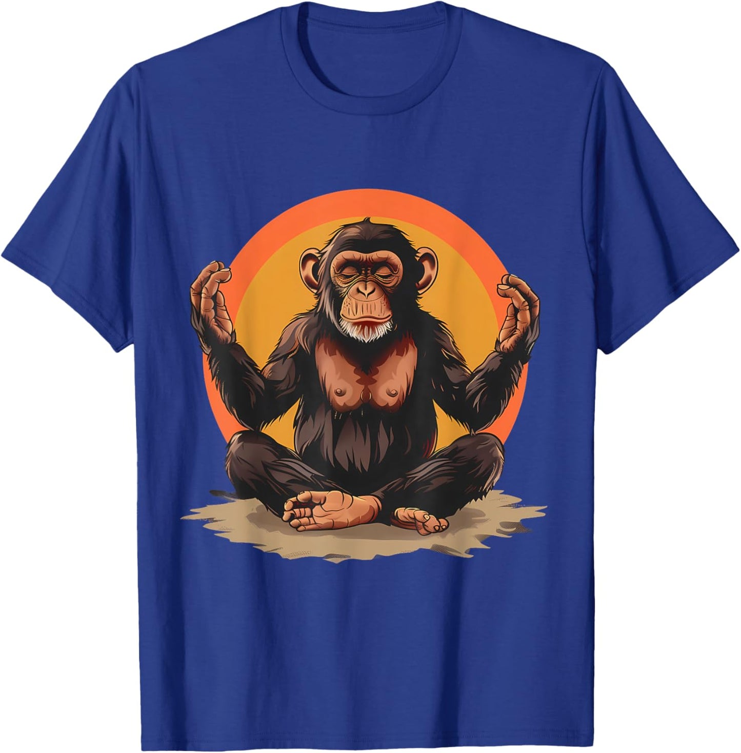 Meditation Monkey Spiritual Yoga Zen Buddha Hindu Buddhist T-Shirt - T-Shirt | Royal