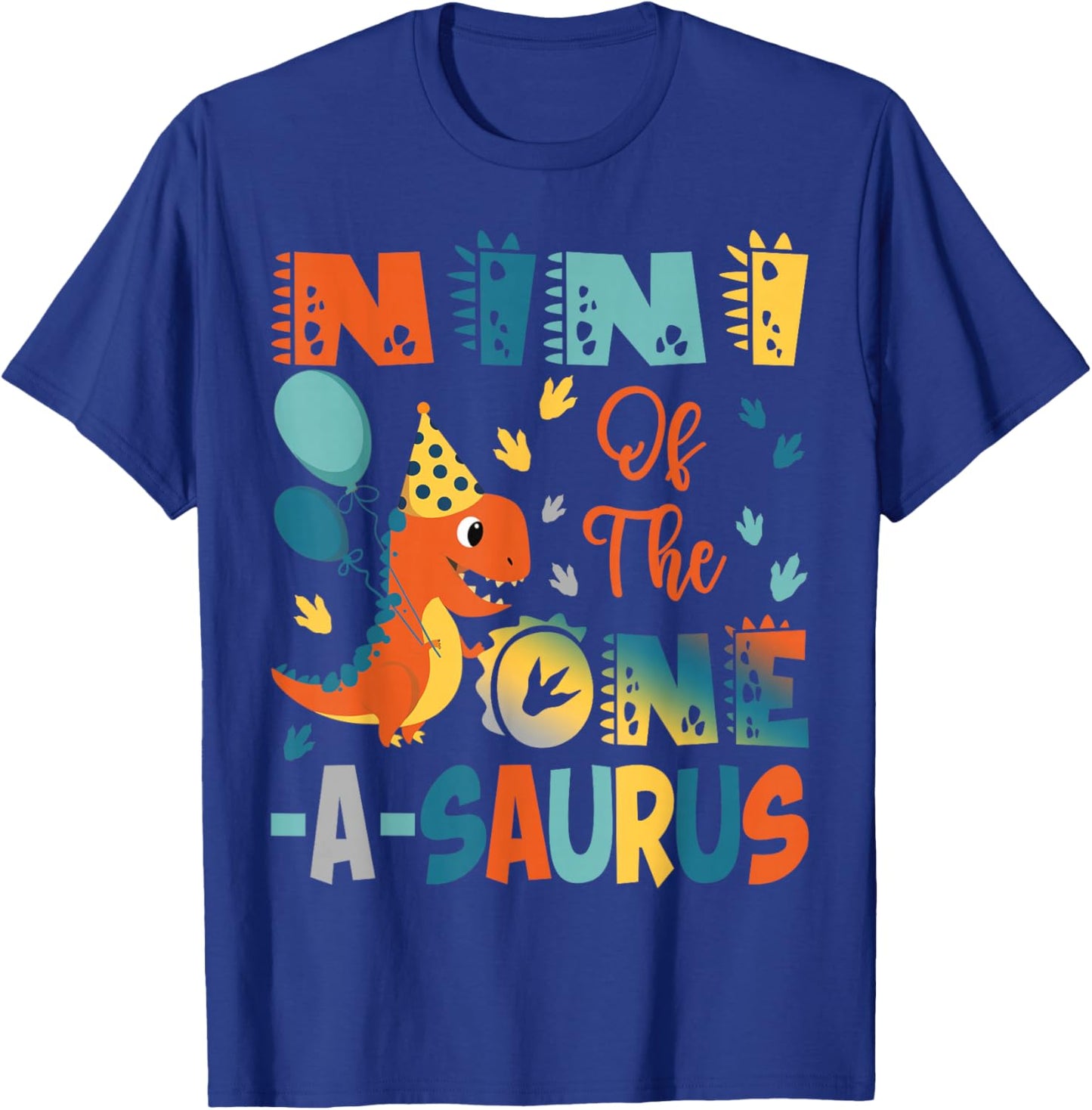 Nini Of The One-A-Saurus 2Nd Birthday Dinosaur Party T-Shirt - T-Shirt | Royal