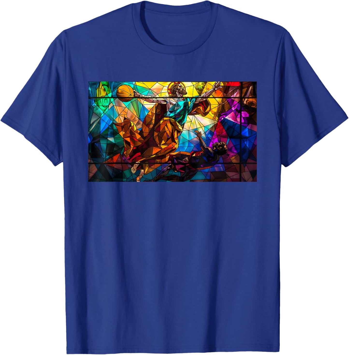Funny Jesus Dunking Over The Devil Christian T-Shirt - T-Shirt | Royal
