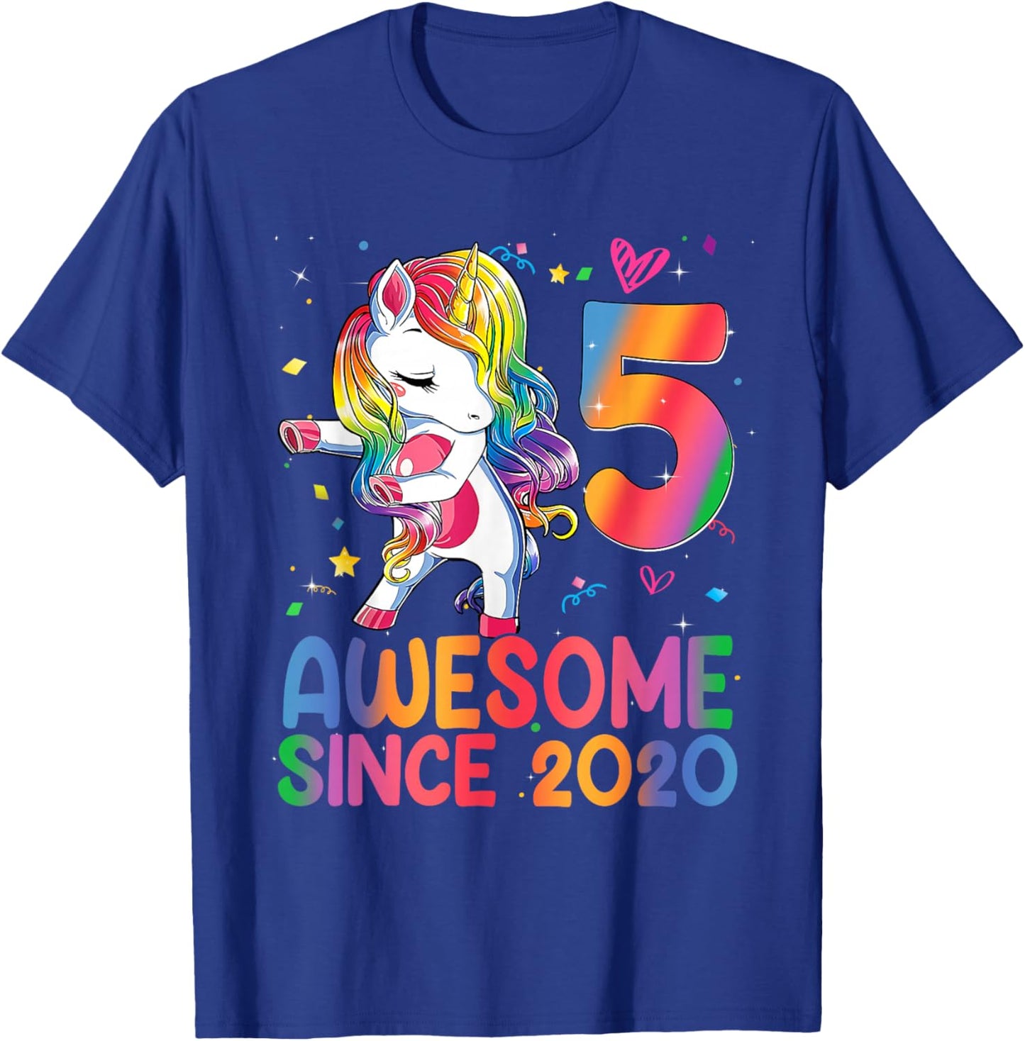 Awesome Since 2020 Unicorn 5th Birthday Gifts Girls Teens T-Shirt - T-Shirt | Royal