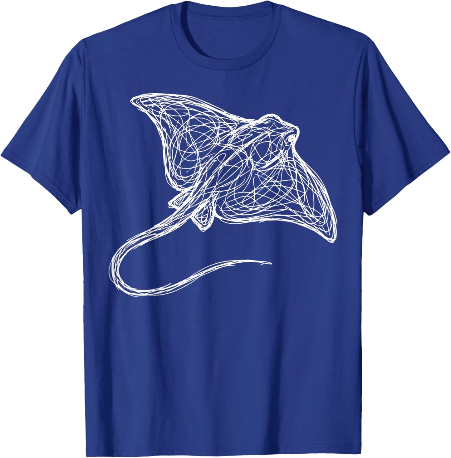 Stingray Line Art Sting Ray Scuba Diver Snorkeler T-Shirt - T-Shirt | Royal