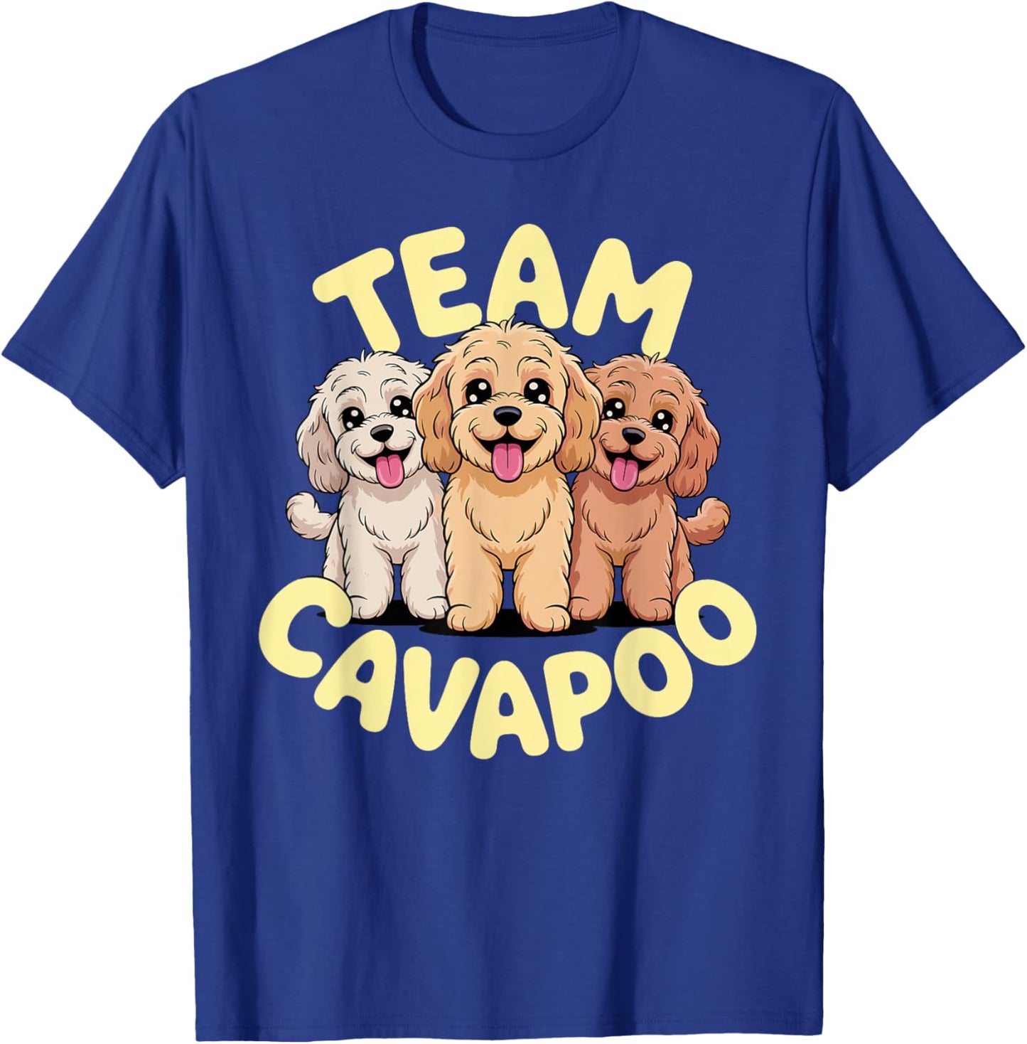 Cartoon Cavalier Poodle Cross Mix Breed Dog Team Cavapoo T-Shirt - T-Shirt | Royal