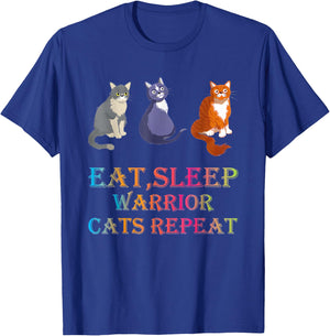 Eat Sleep Warrior Cats Repeat T-Shirt - T-Shirt | Royal