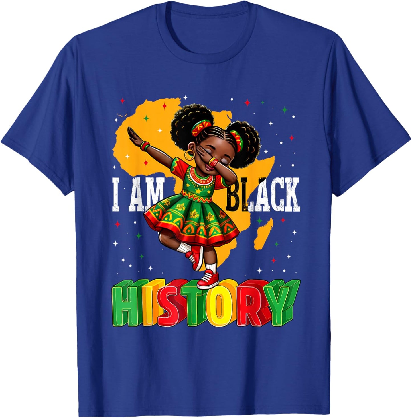African American Girl Kid I Am Black History Month T-Shirt - T-Shirt | Royal