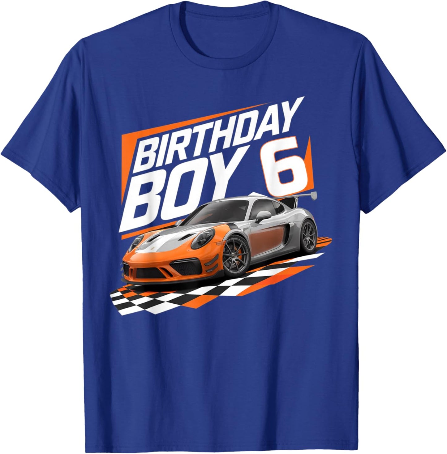 6th Birthday Race Car 6 Year Old Bday Racing Car Boys Kids T-Shirt - T-Shirt | Royal