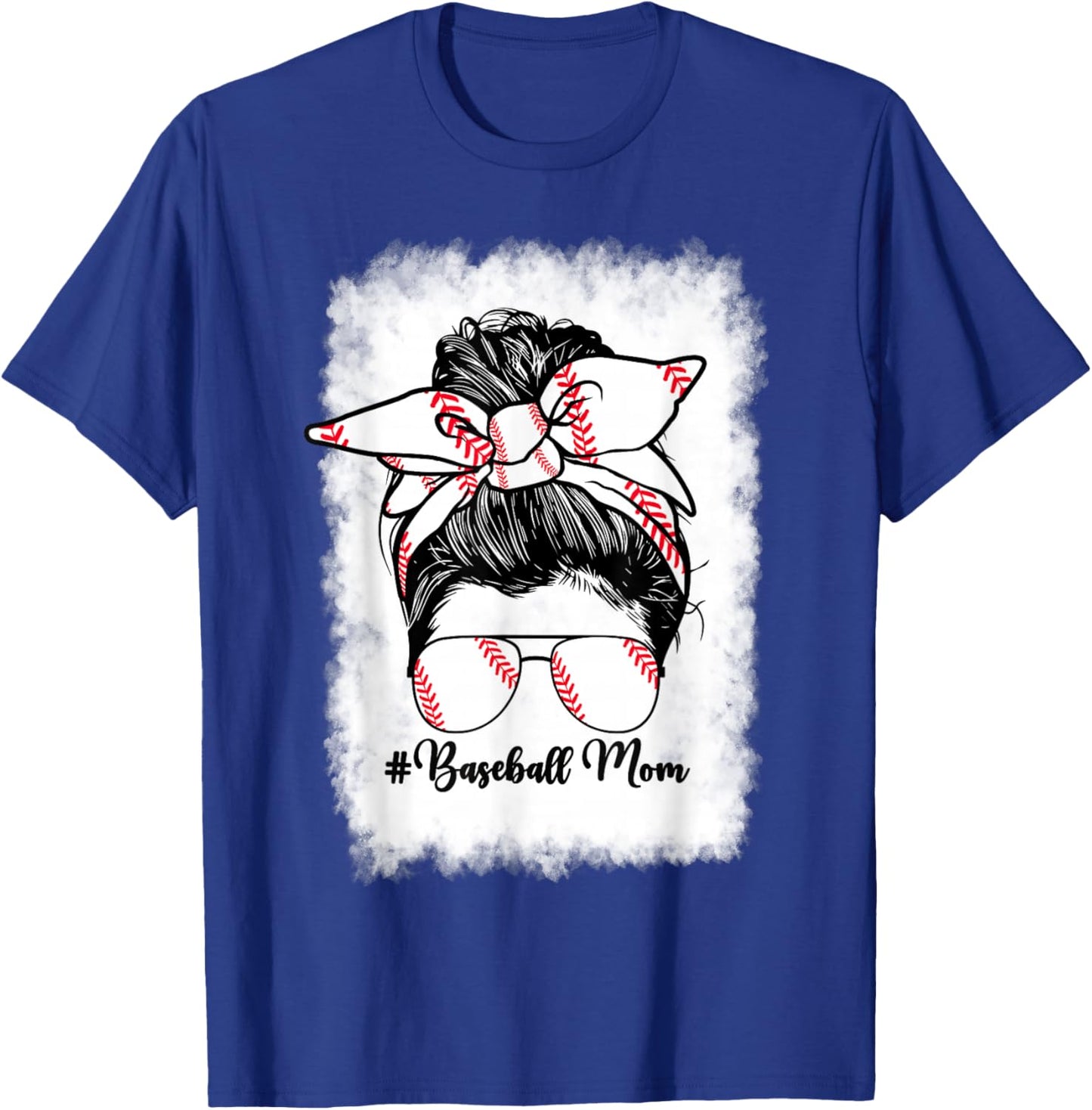 Baseball Mom Mama Messy Bun Baseball Player Son T-Shirt - T-Shirt | Royal