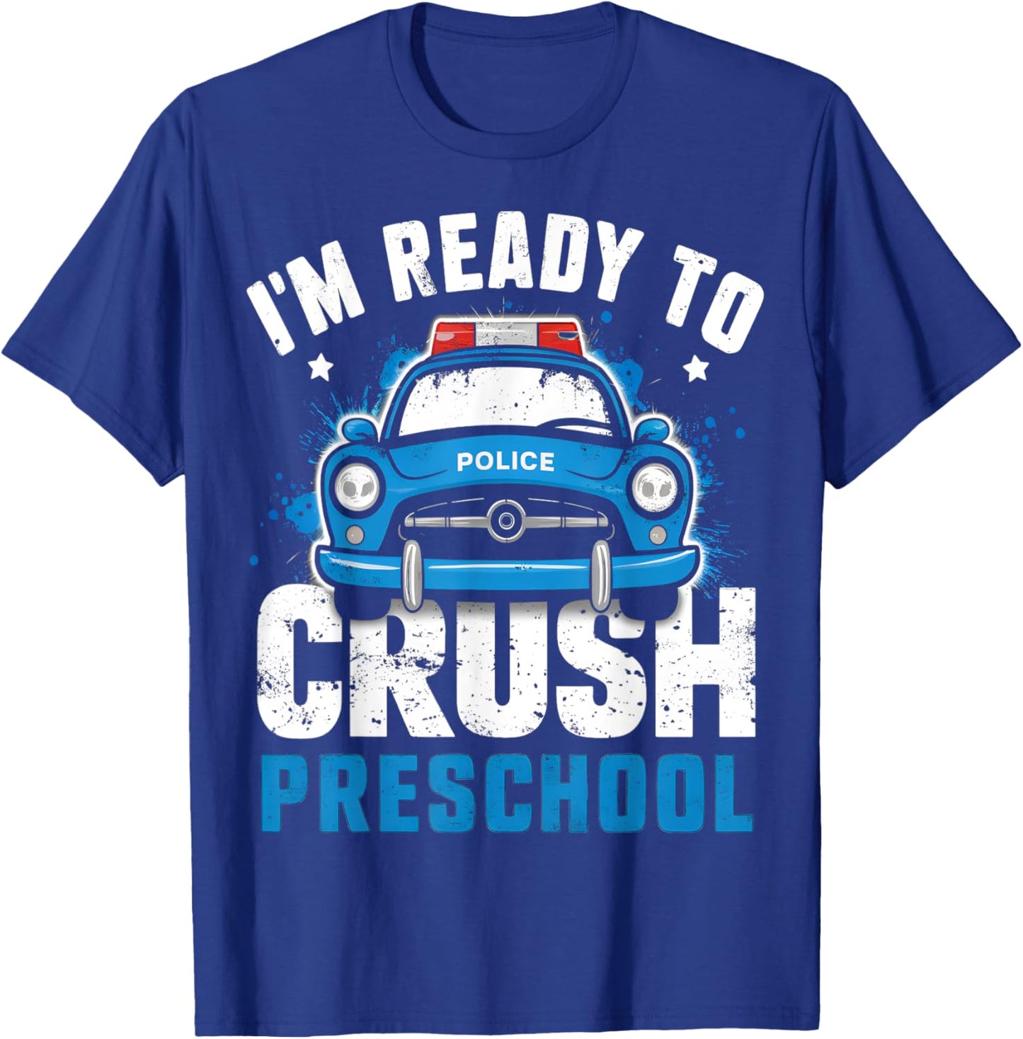 Back To School First Day Of Preschool Police Car Boys T-Shirt - T-Shirt | Royal