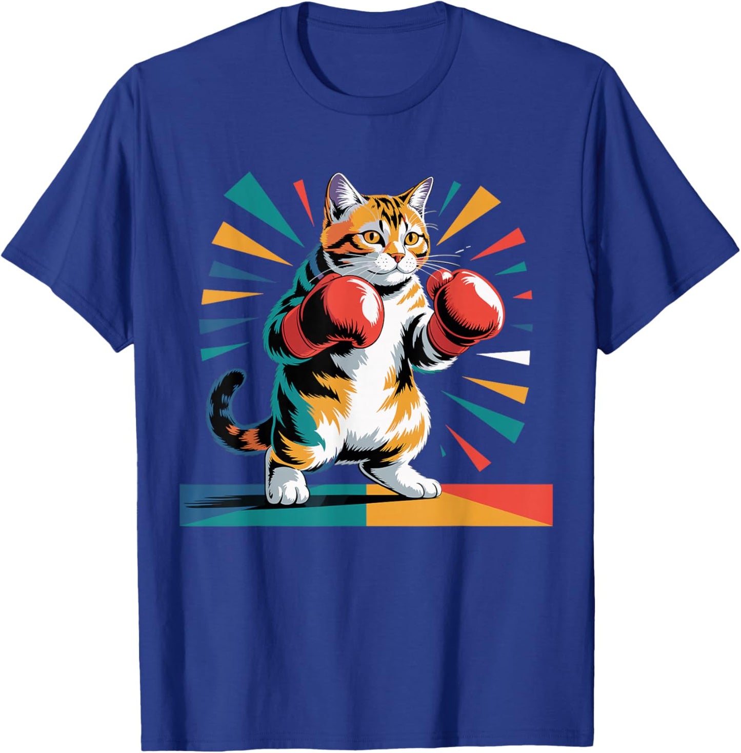 Colorful Funny Boxing Cat Kickboxing Boxer Training T-Shirt - T-Shirt | Royal
