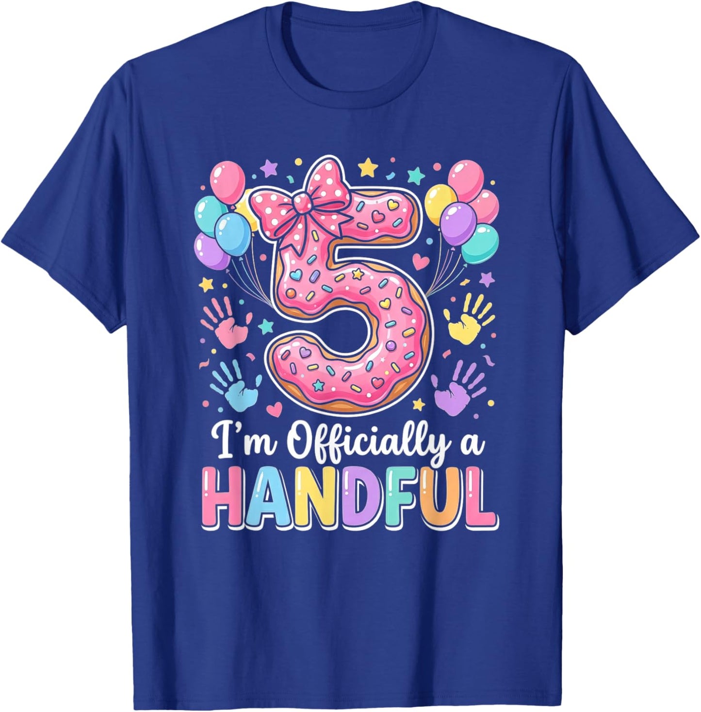 Kids Officially A Handful 5th Birthday Five T-Shirt - T-Shirt | Royal