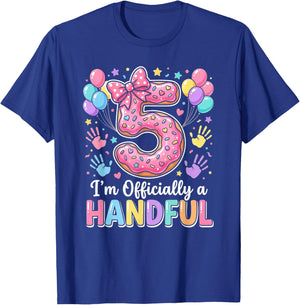 Kids Officially A Handful 5th Birthday Five T-Shirt - T-Shirt | Royal