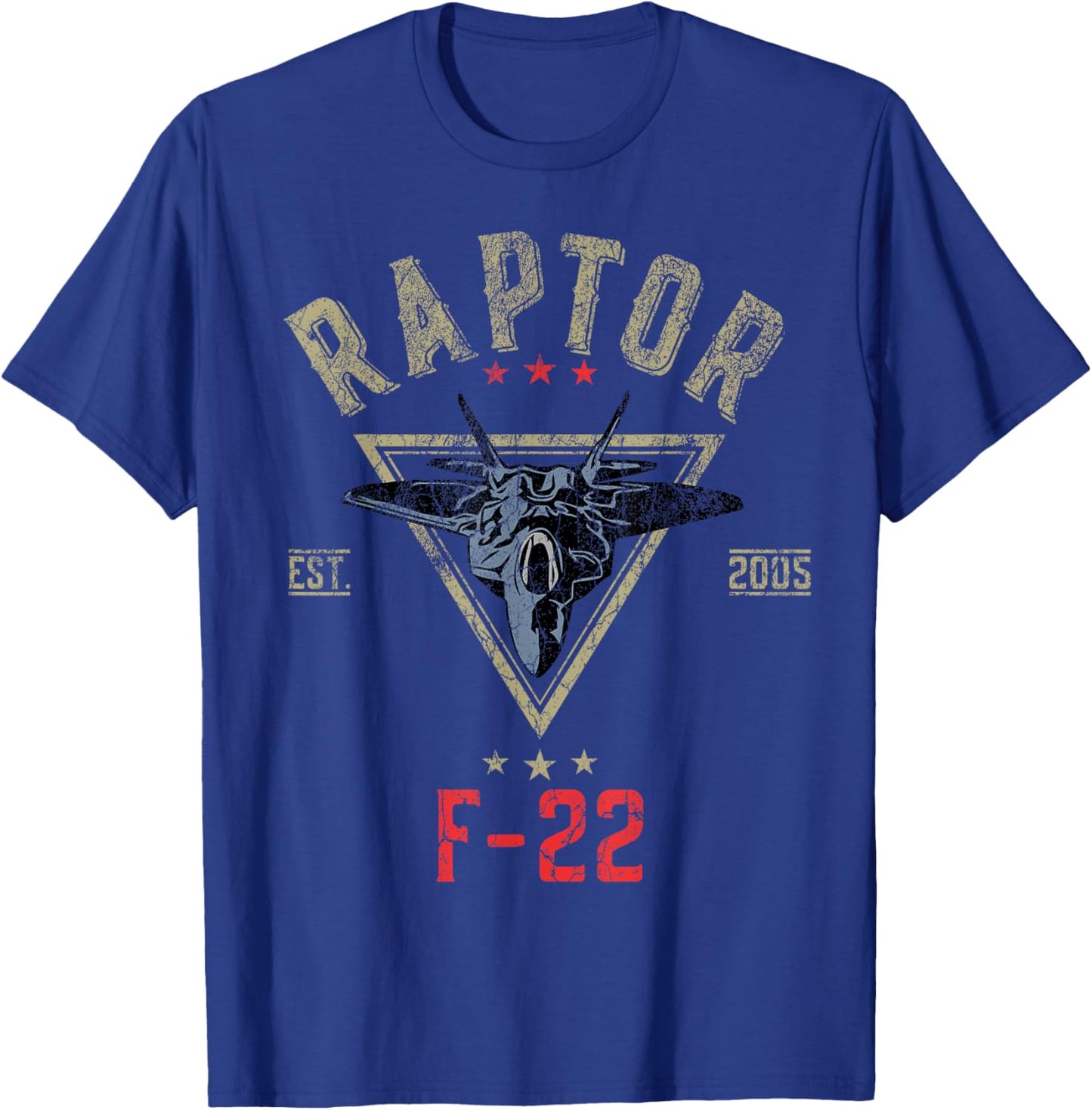 Vintage F-22 Raptor Fighter Jet | Aircraft Veteran T-Shirt - T-Shirt | Royal