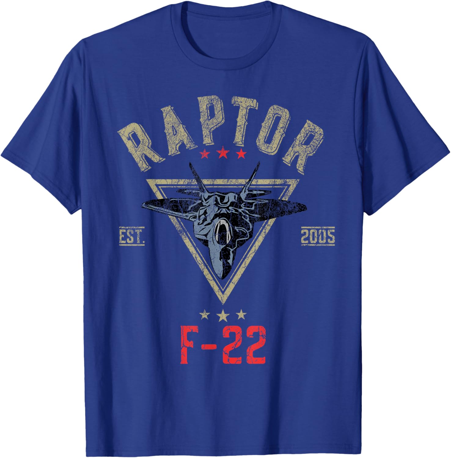 Vintage F-22 Raptor Fighter Jet | Aircraft Veteran T-Shirt - T-Shirt | Royal