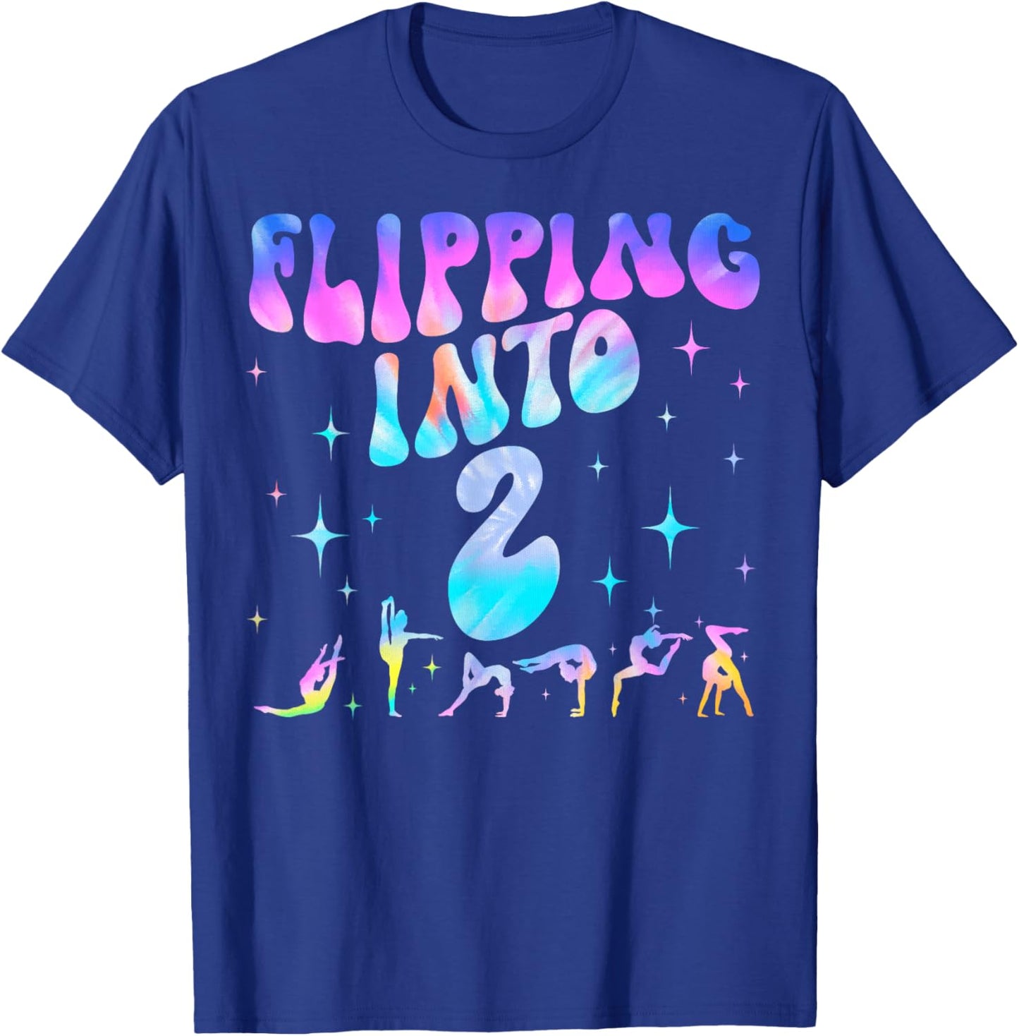 Flipping Into 2nd Birthday Gymnastic 2 Years Old Girl Party T-Shirt - T-Shirt | Royal