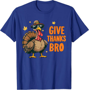 Give Thanks Bro Turkey Thanksgiving Boys Thankful Kids T-Shirt - T-Shirt | Royal