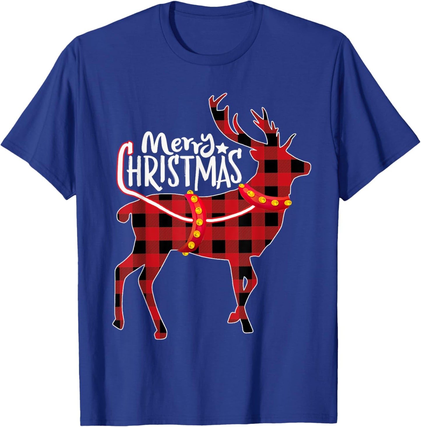 Pajamas Red& Black Plaid Flannel Christmas Reindeer Lovers T-Shirt - T-Shirt | Royal