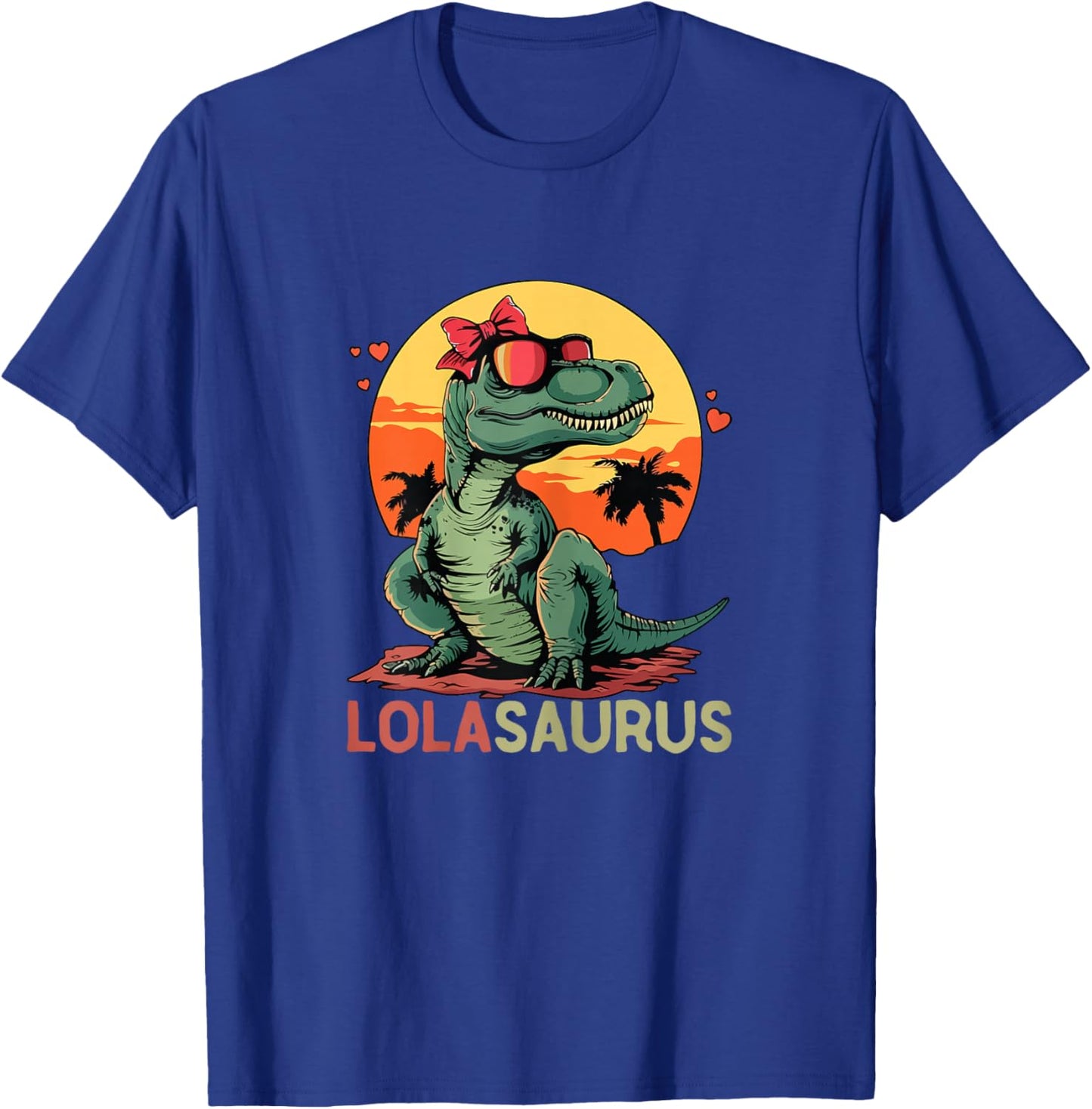 LolaSaurus Dino Dinosaur Lola-Saurus T-Rex Mother's Day Trex T-Shirt - T-Shirt | Royal