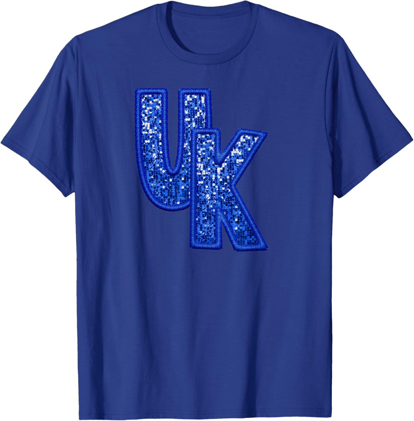 UK Blue Faux Embroidery & Sequins T-Shirt - T-Shirt | Royal